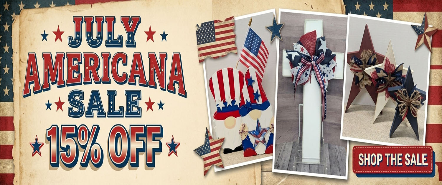 Handcrafted Americana farmhouse décor from Lone Wolf Craft Studio