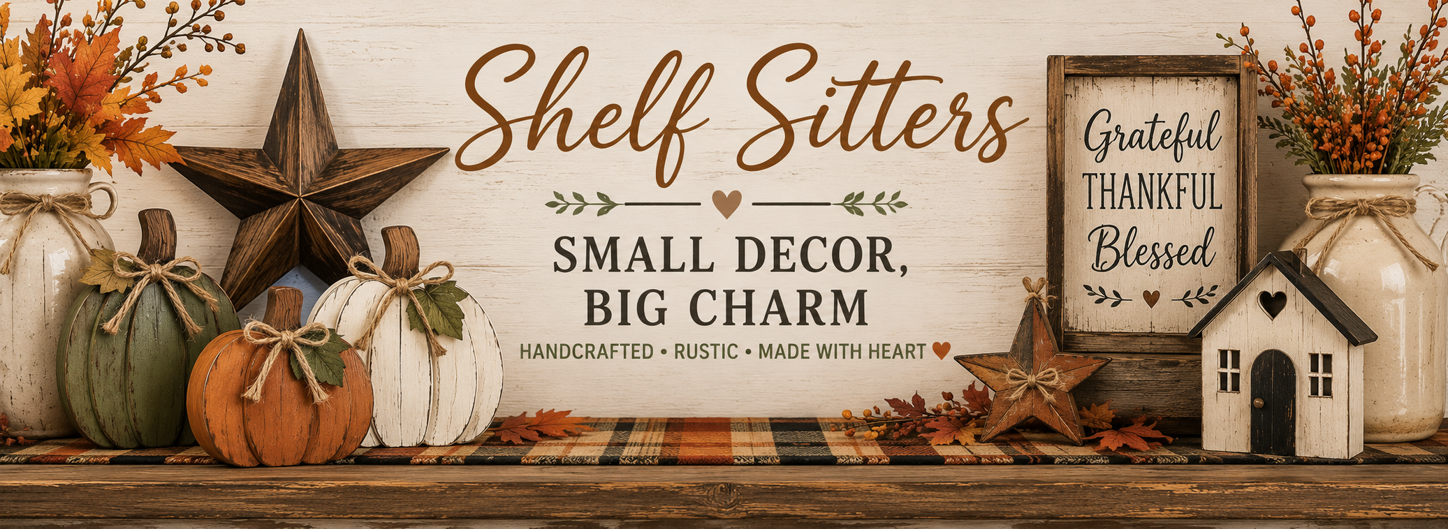 Rustic Farmhouse Shelf Sitters from Lone Wolf Craft Studio