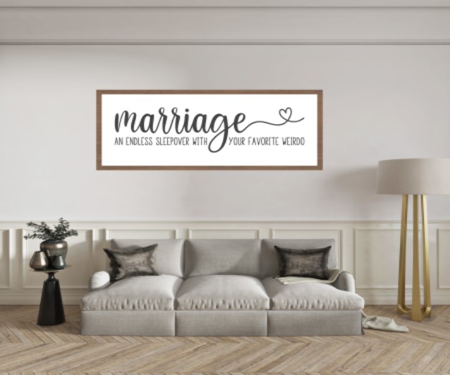 Farmhouse sign displayed in living room