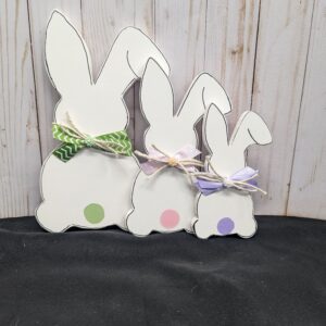Tail-Wagging Bunnies! White Easter Set w/ Bows & Colorful Dot Tails
