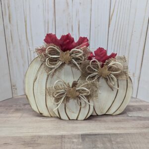 Two Piece White Brown Pumpkin Set