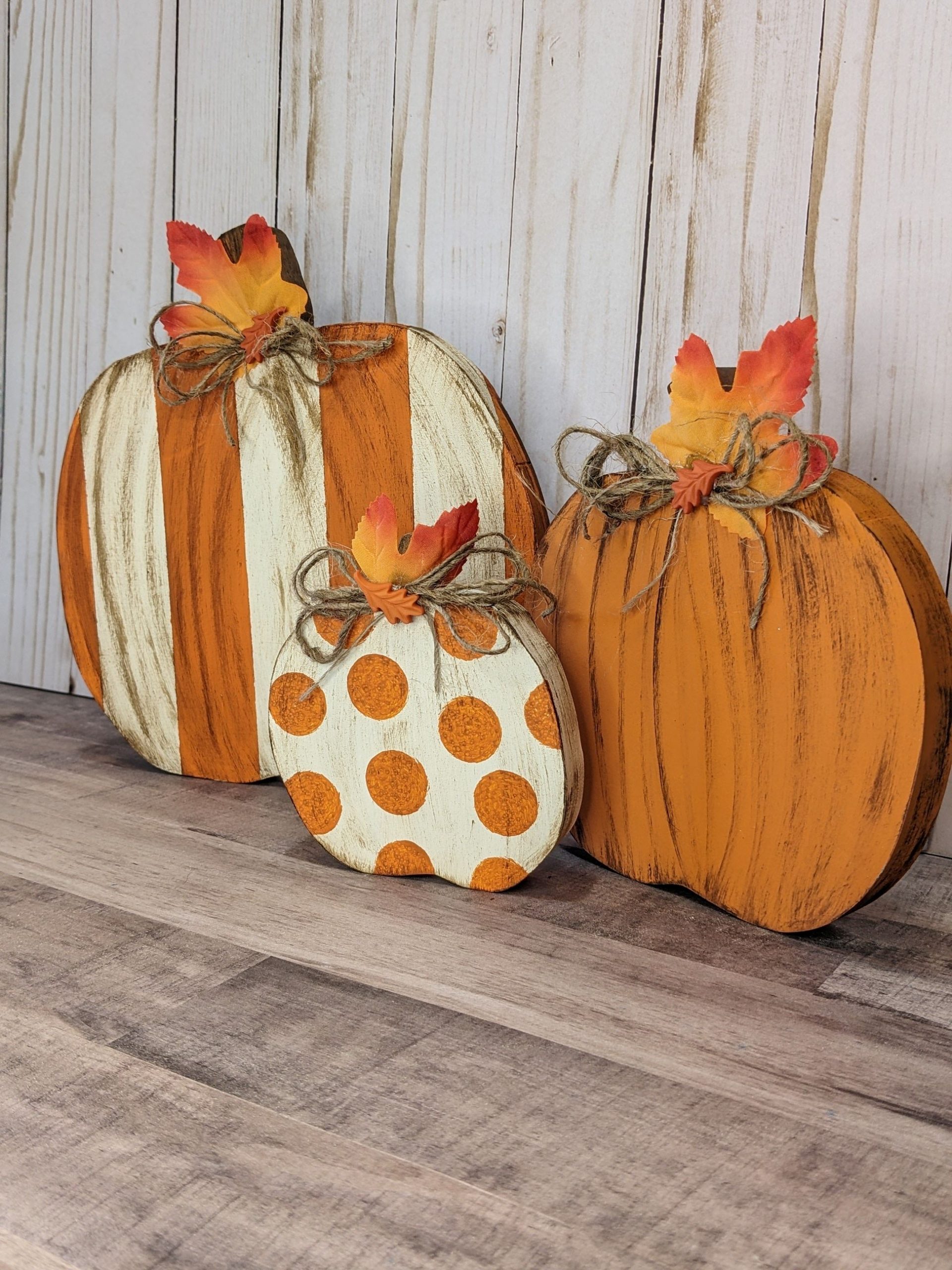 Orange Rustic Wooden Pumpkin Set - Image 5