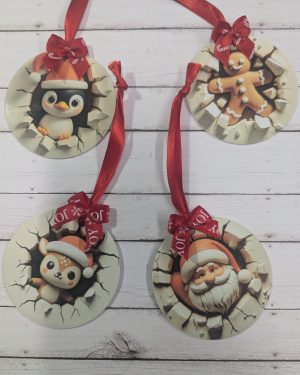 Set of 4 Double-Sided Christmas Ornaments