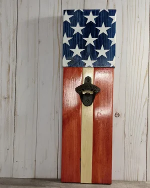 Patriotic Wall Mount with USA Flag Design Bottle Opener