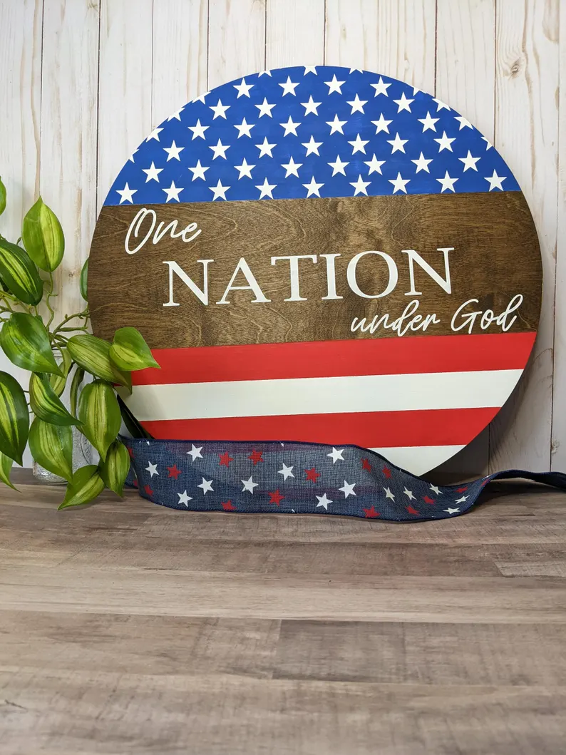 One Nation Under God Patriotic Wooden Sign - Image 2