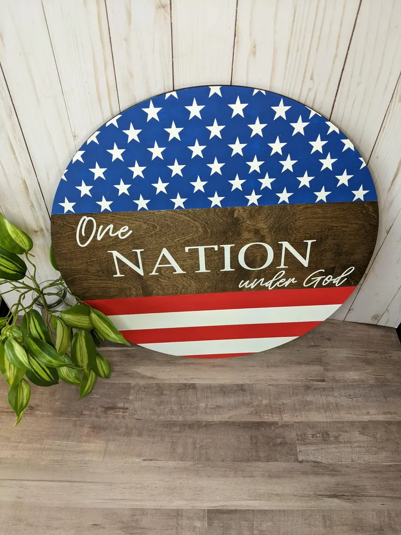 One Nation Under God Patriotic Wooden Sign - Image 3