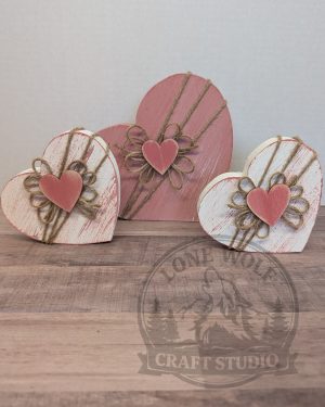 Pink Rustic Heart Set