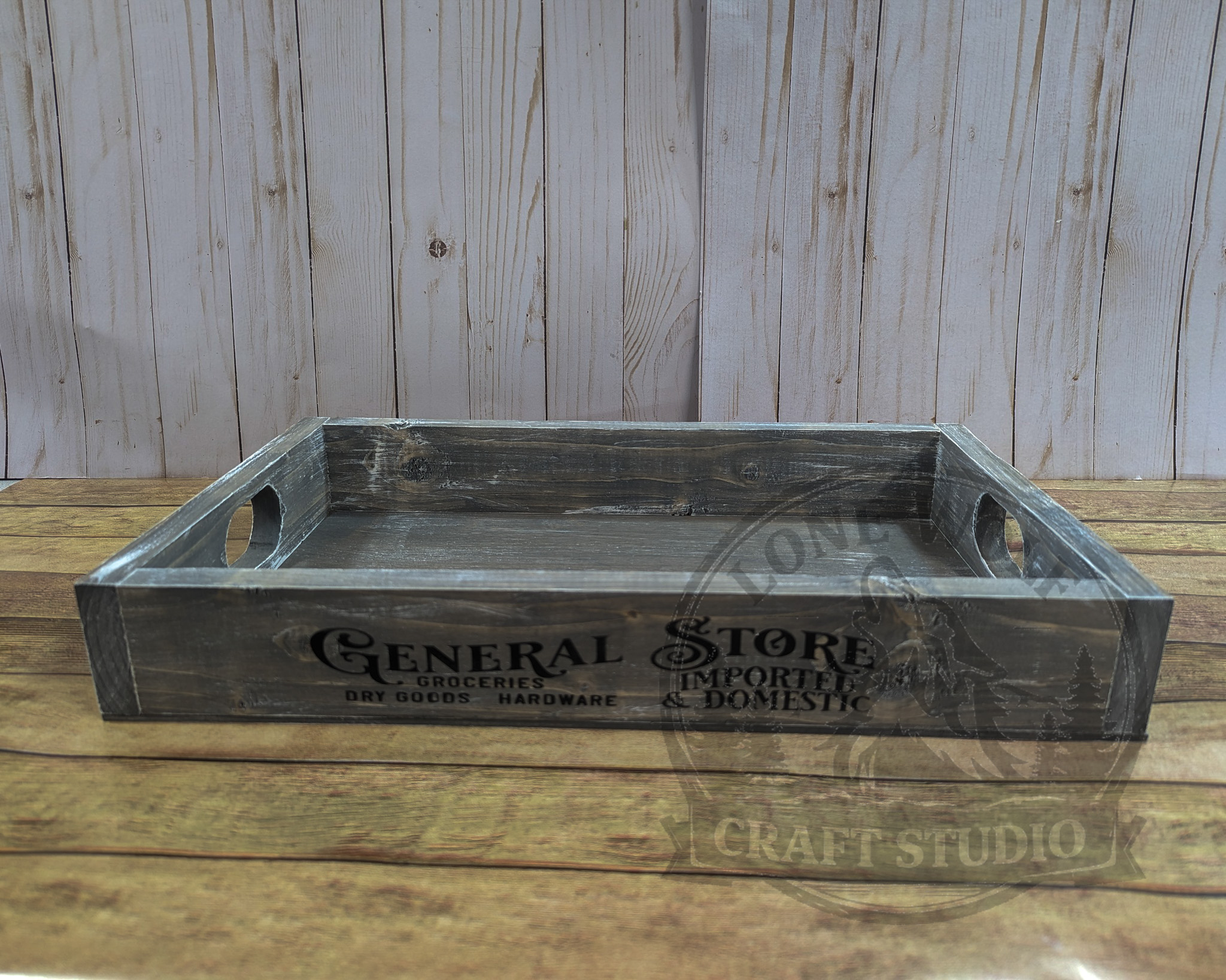 General Store Wooden Serving Tray with Handles - Image 4