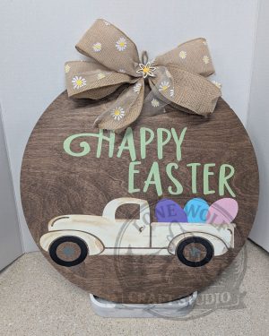 Happy Easter Round Birch Sign