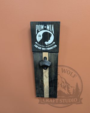 POW MIA Wooden Wall Mount Bottle Opener