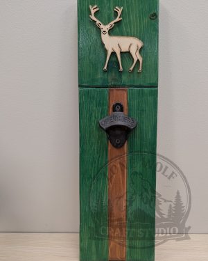 Rustic Wooden Deer Wall Mount Bottle Opener