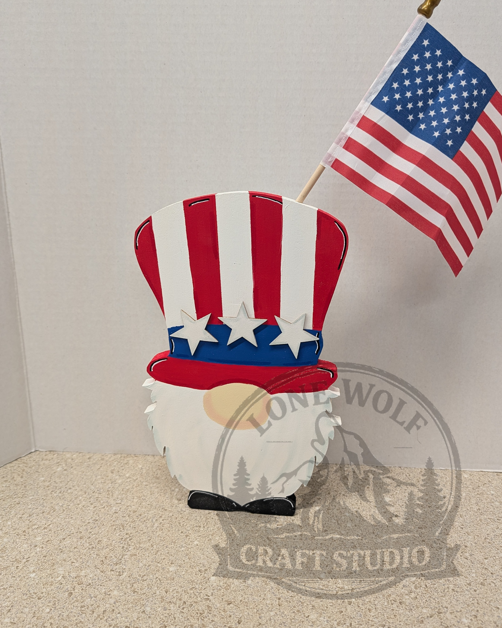 Patriotic Wooden Gnome Decor - Image 4