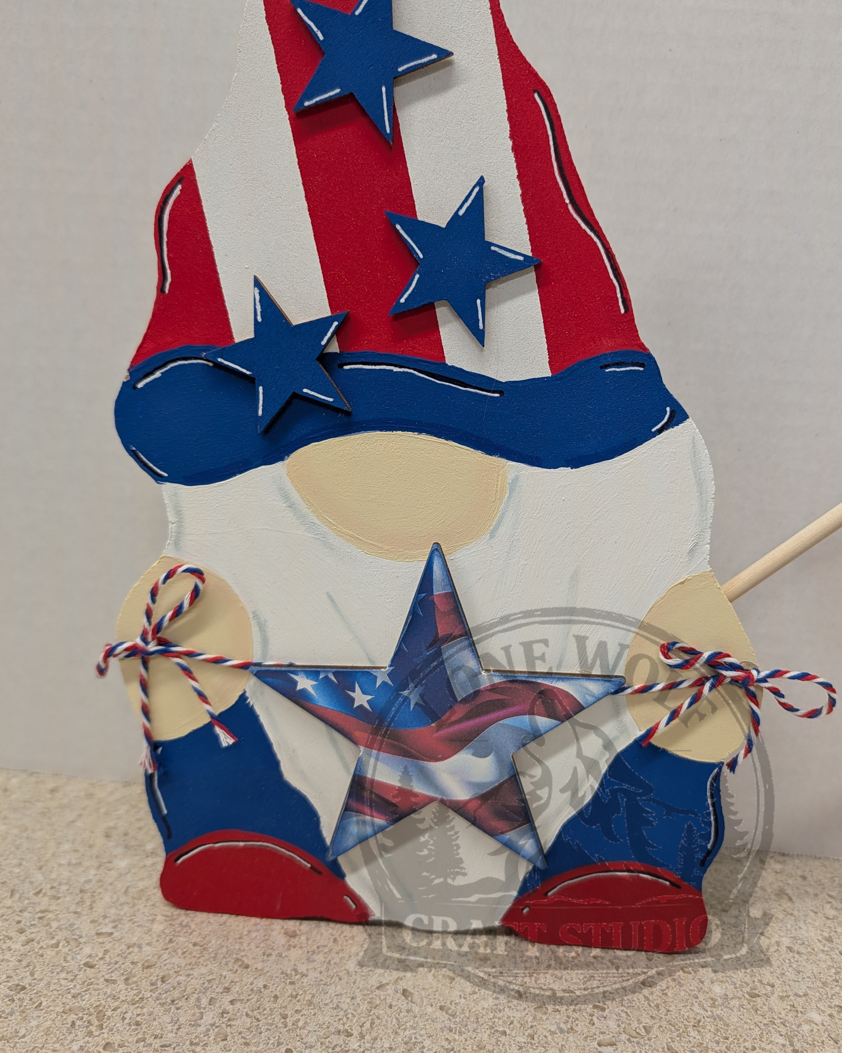 Patriotic Wooden Gnome Decor - Image 3