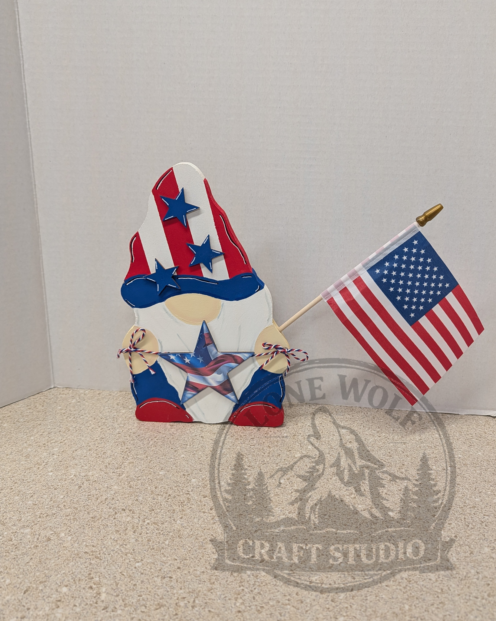 Patriotic Wooden Gnome Decor - Image 2