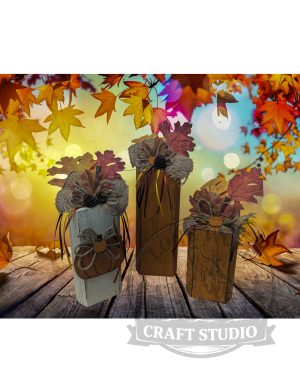 Rustic Fall Wooden Landscape Timbers Pumpkin Set