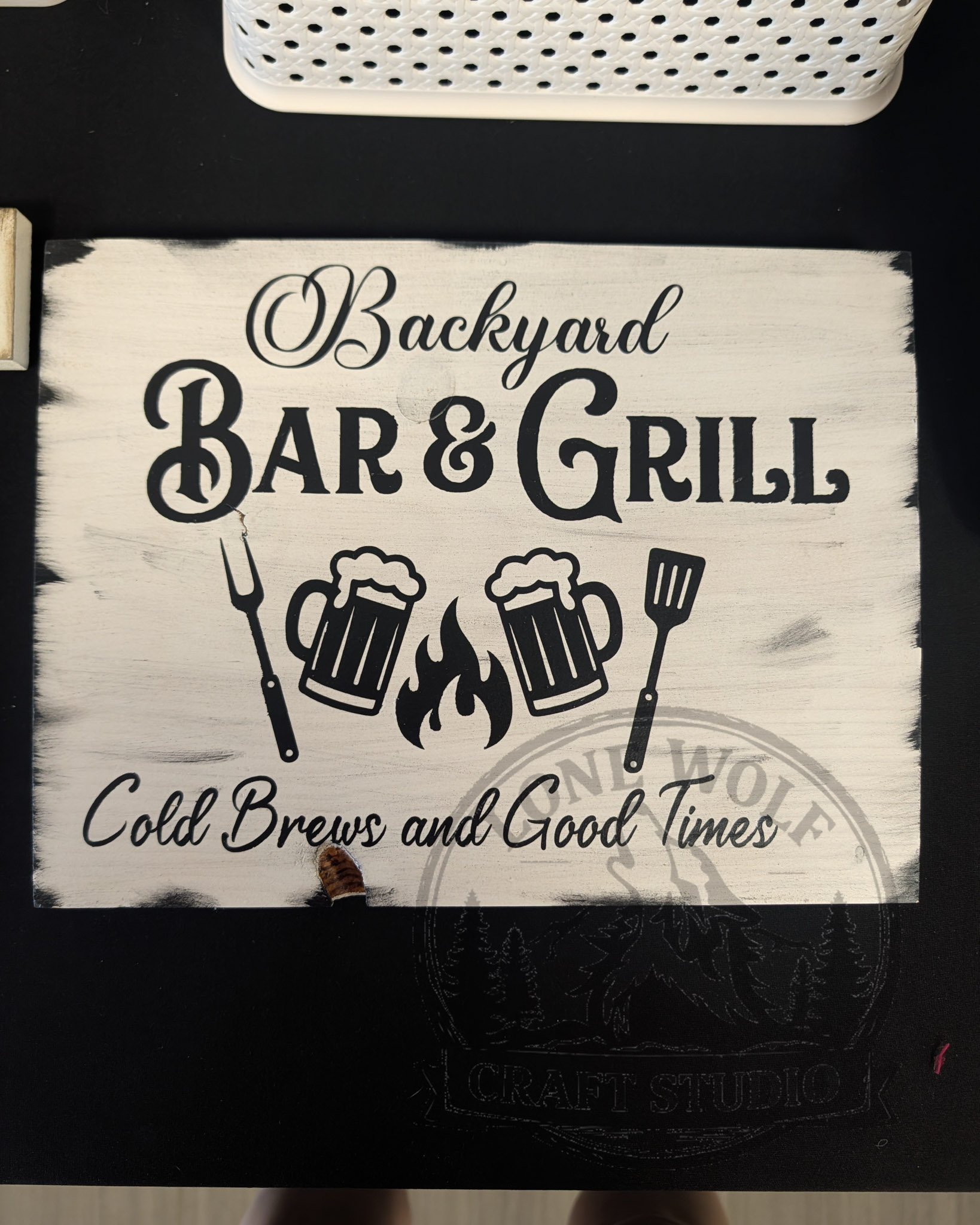 Wooden Backyard Bar and Grill Sign