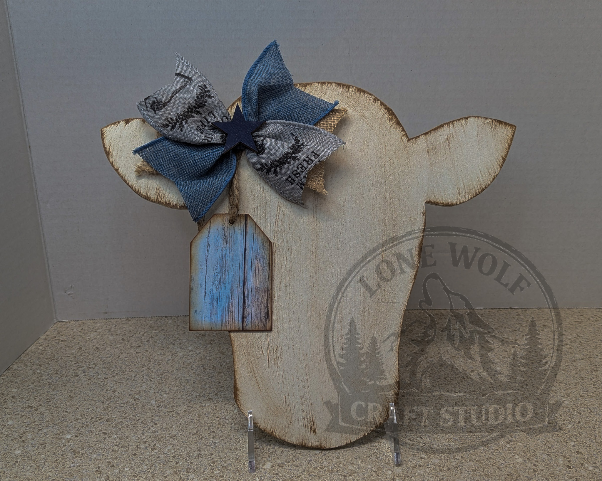 Handmade Wooden Cow Head Wall Decor - Image 4