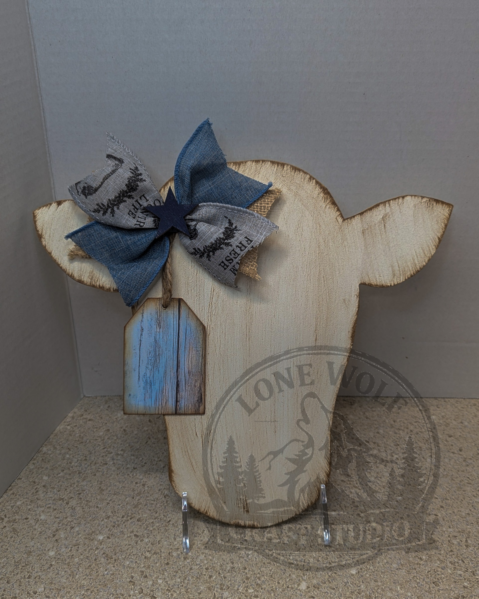 Handmade Wooden Cow Head Wall Decor - Image 2