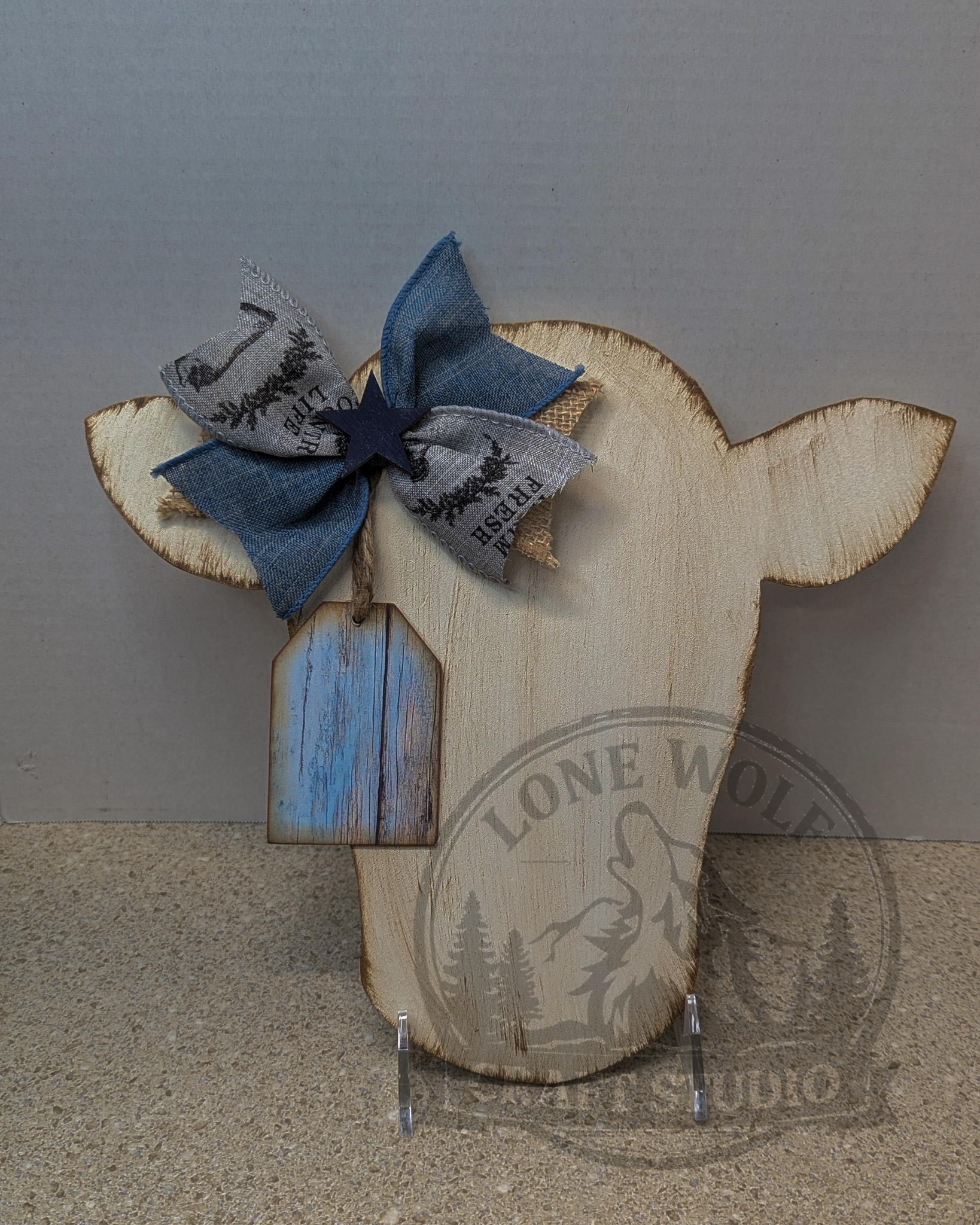 Handmade Wooden Cow Head Wall Decor
