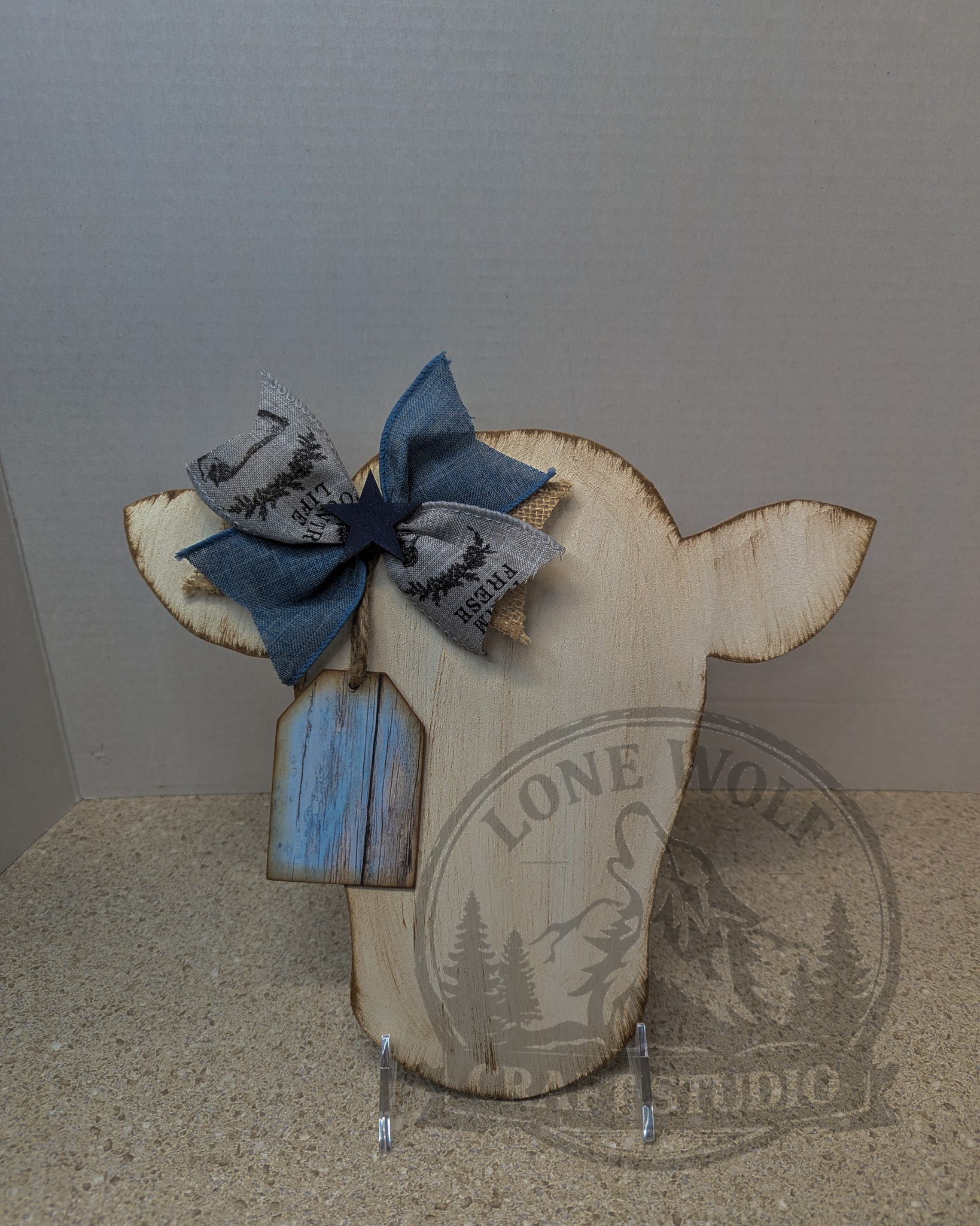 Handmade Wooden Cow Head Wall Decor - Image 3