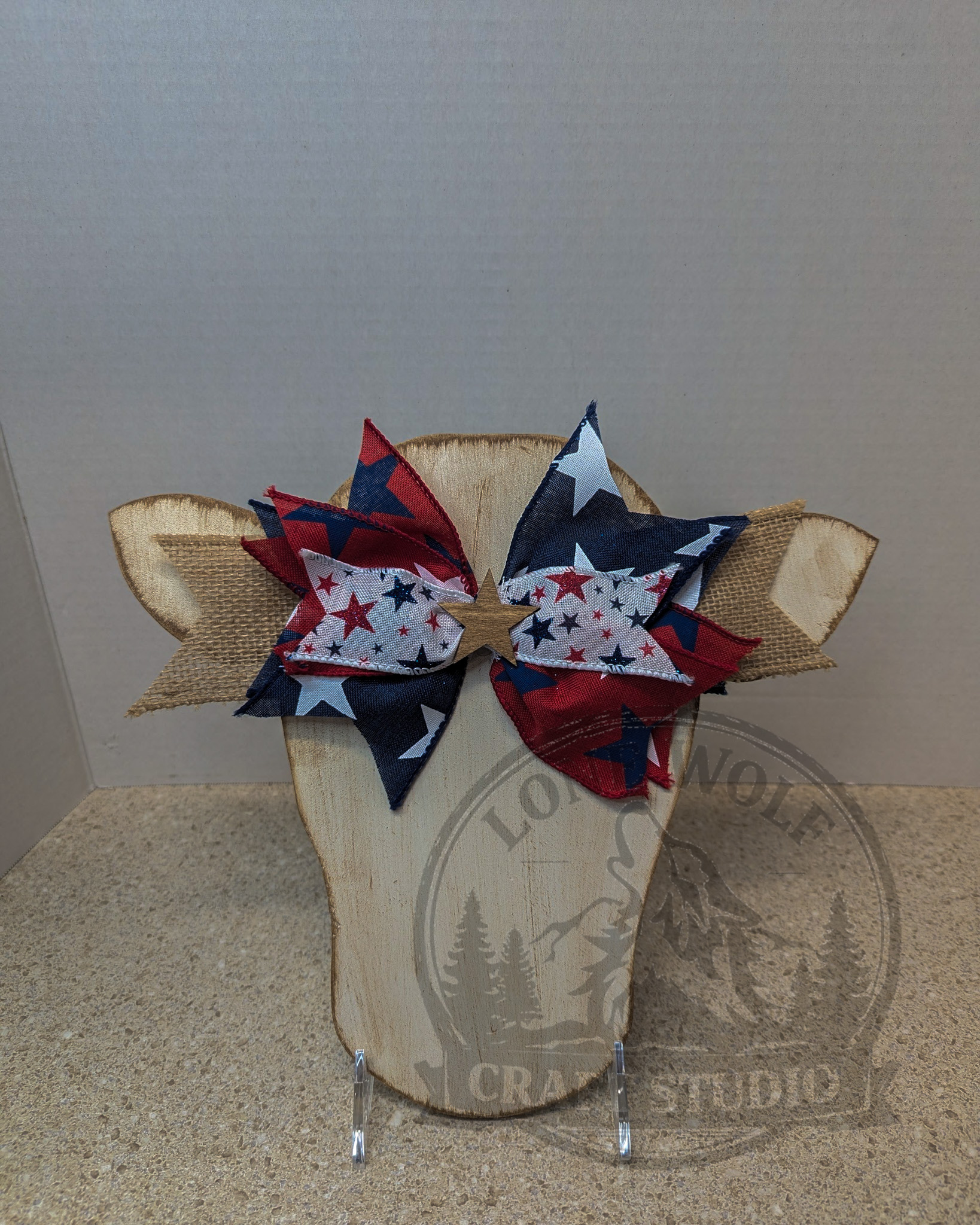 Handmade Patriotic Wooden Cow Head Wall Decor - Image 5