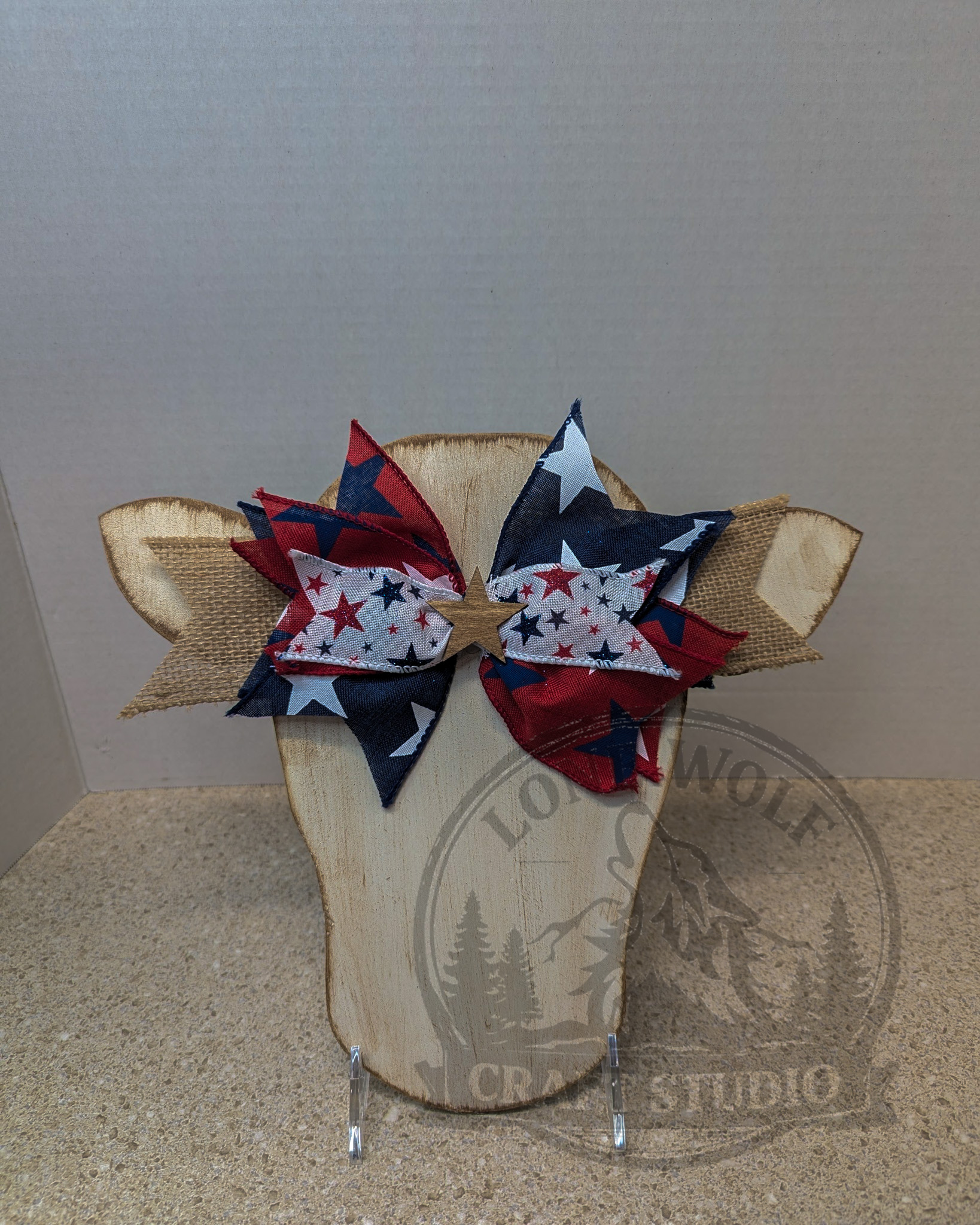 Handmade Patriotic Wooden Cow Head Wall Decor - Image 4