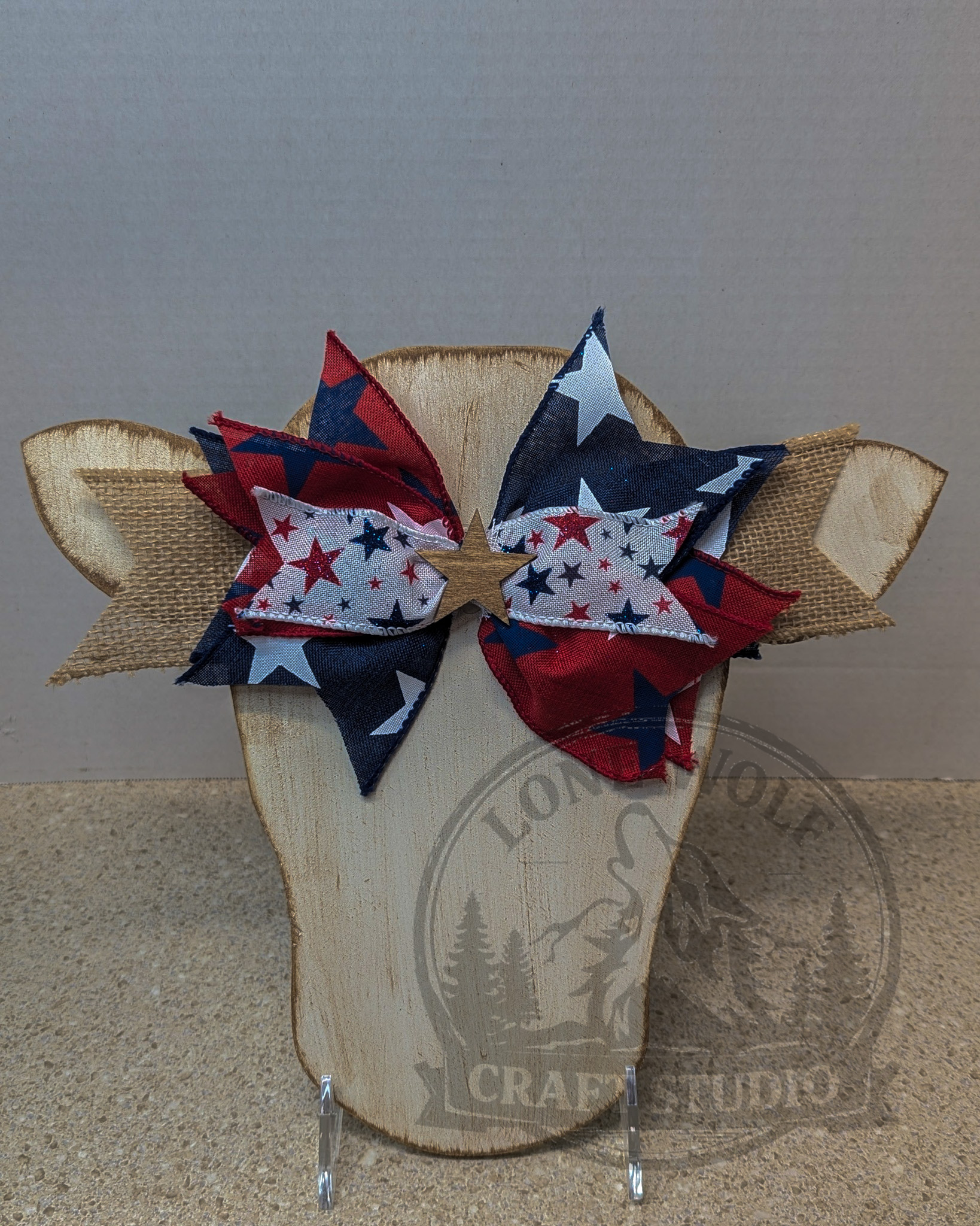 Handmade Patriotic Wooden Cow Head Wall Decor - Image 3