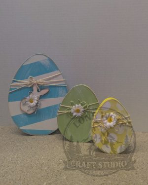 Pastel Wooden Easter Egg Trio