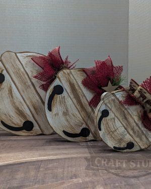 Sleigh Bell 3 piece Wood Set