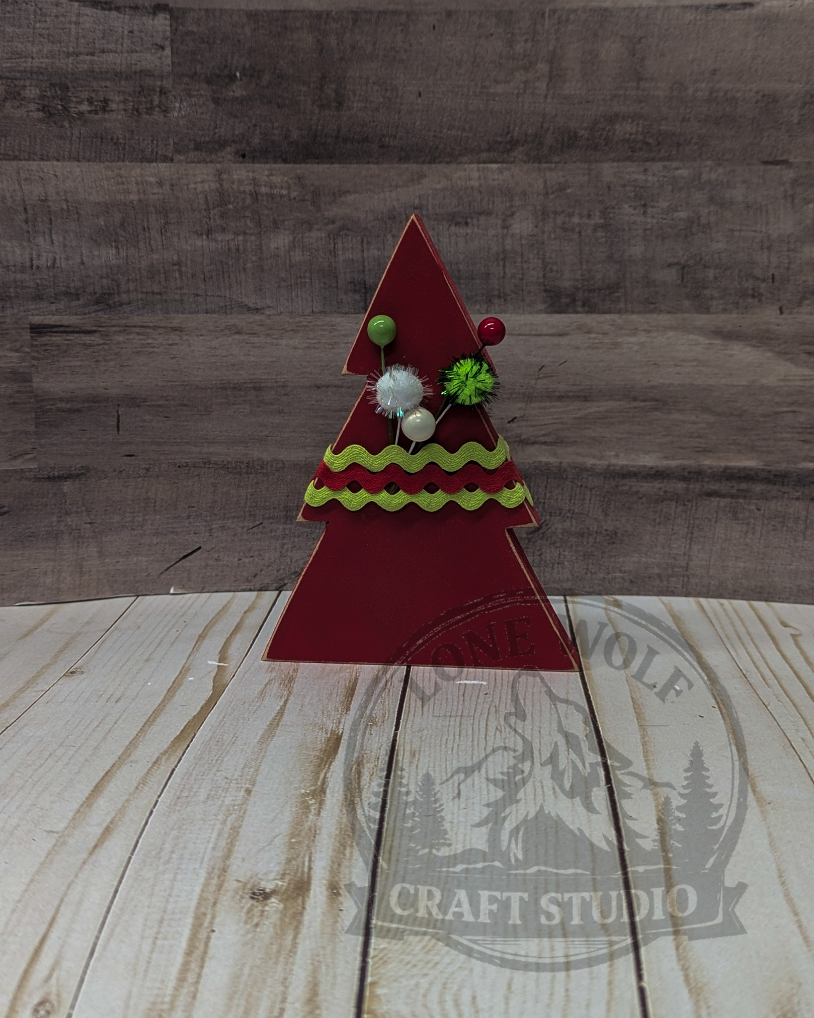 Vibrant Handcrafted Wooden Christmas Tree Set - Image 2