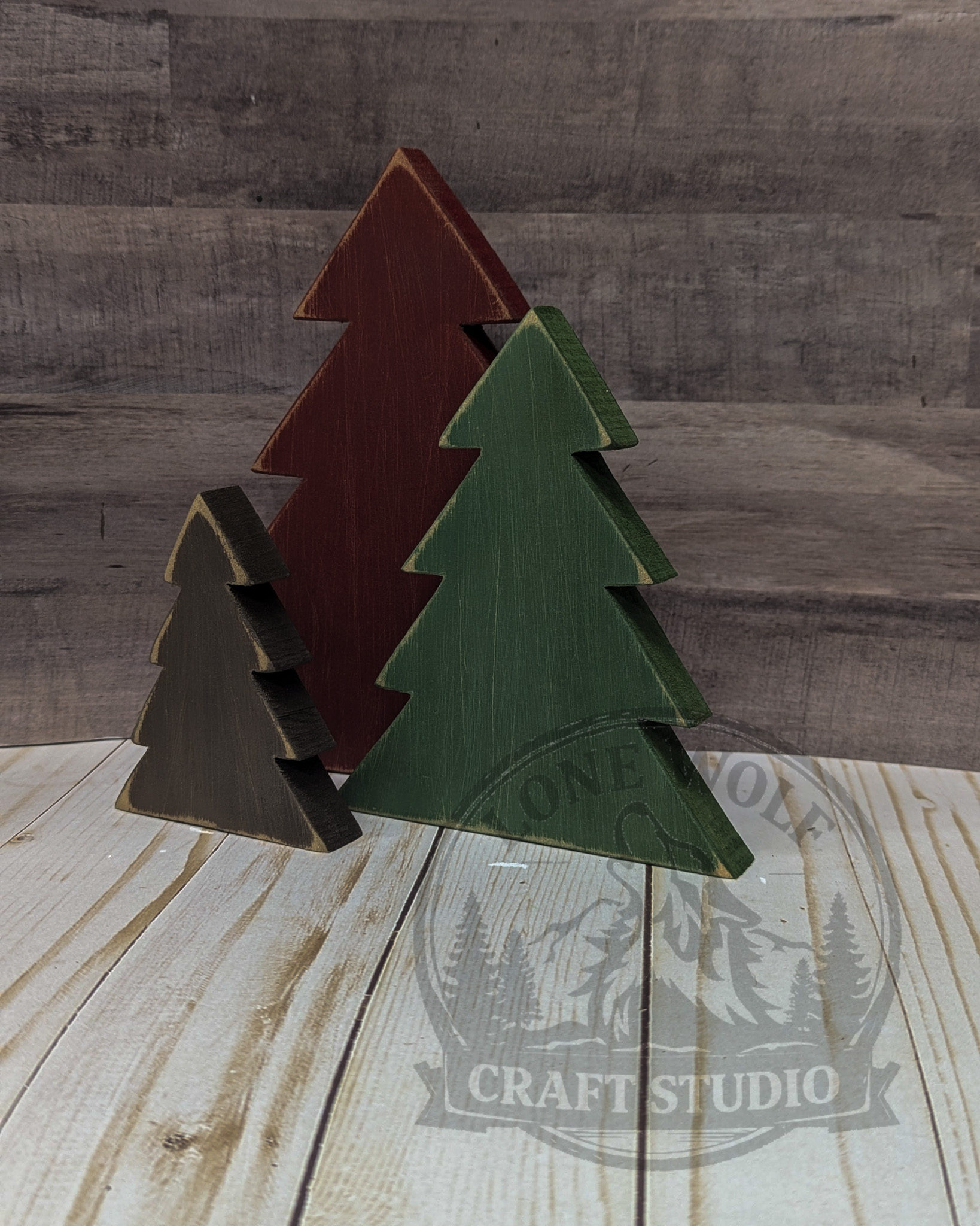 Vintage-Inspired Wooden Christmas Tree Set - Image 5