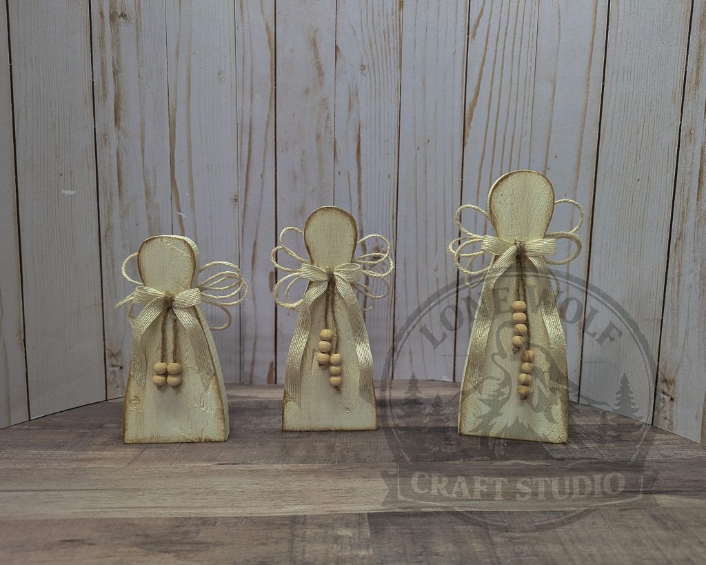 Rustic Pine Angel Trio