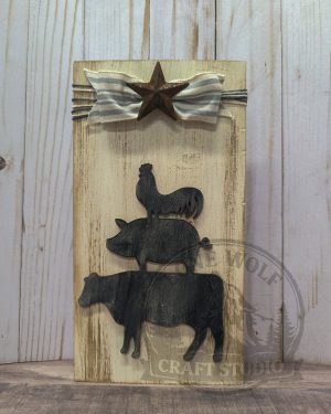 Farm Animal Stack Wooden Wall Sign