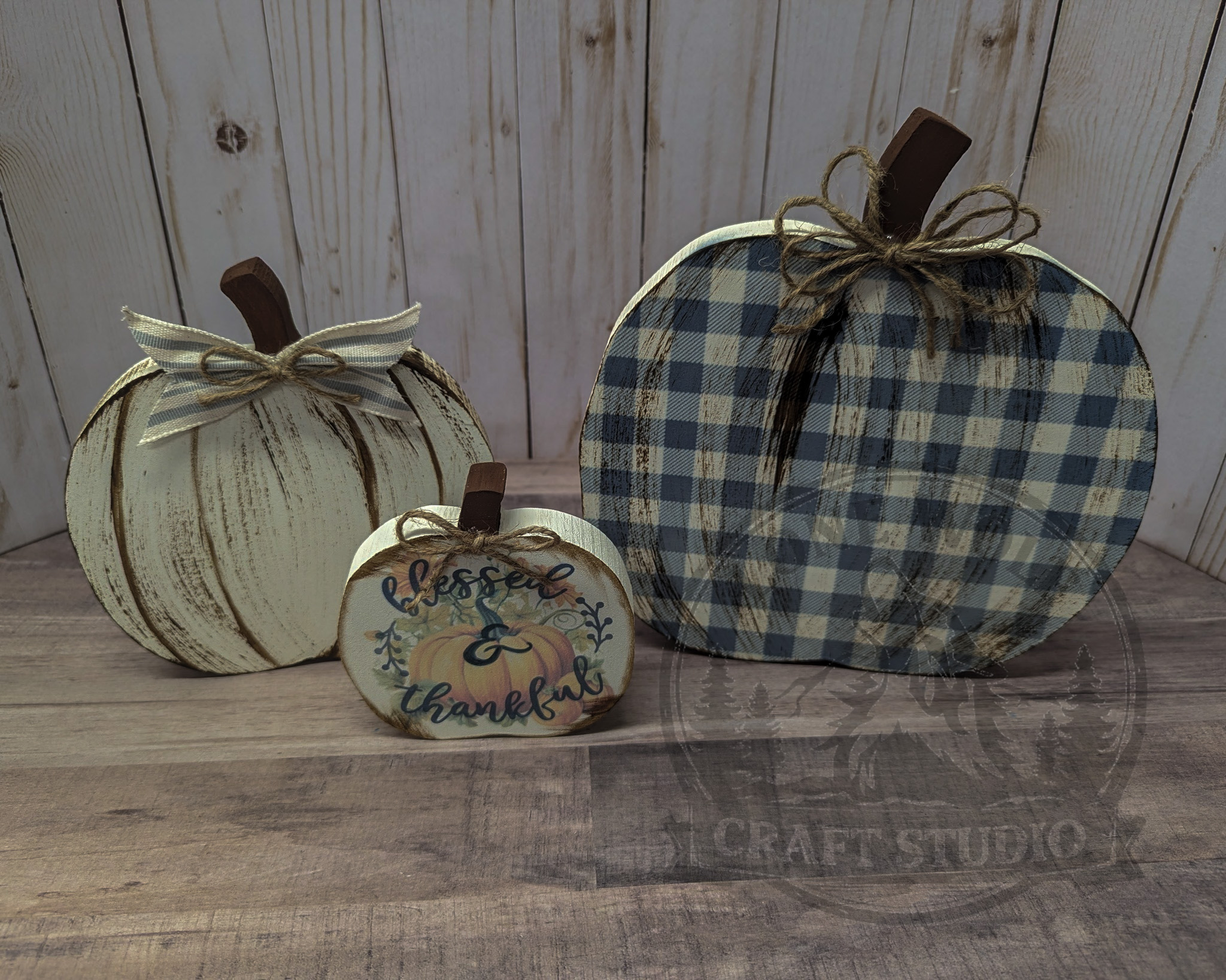 Plaid Pumpkin Shelf sitter - Image 5