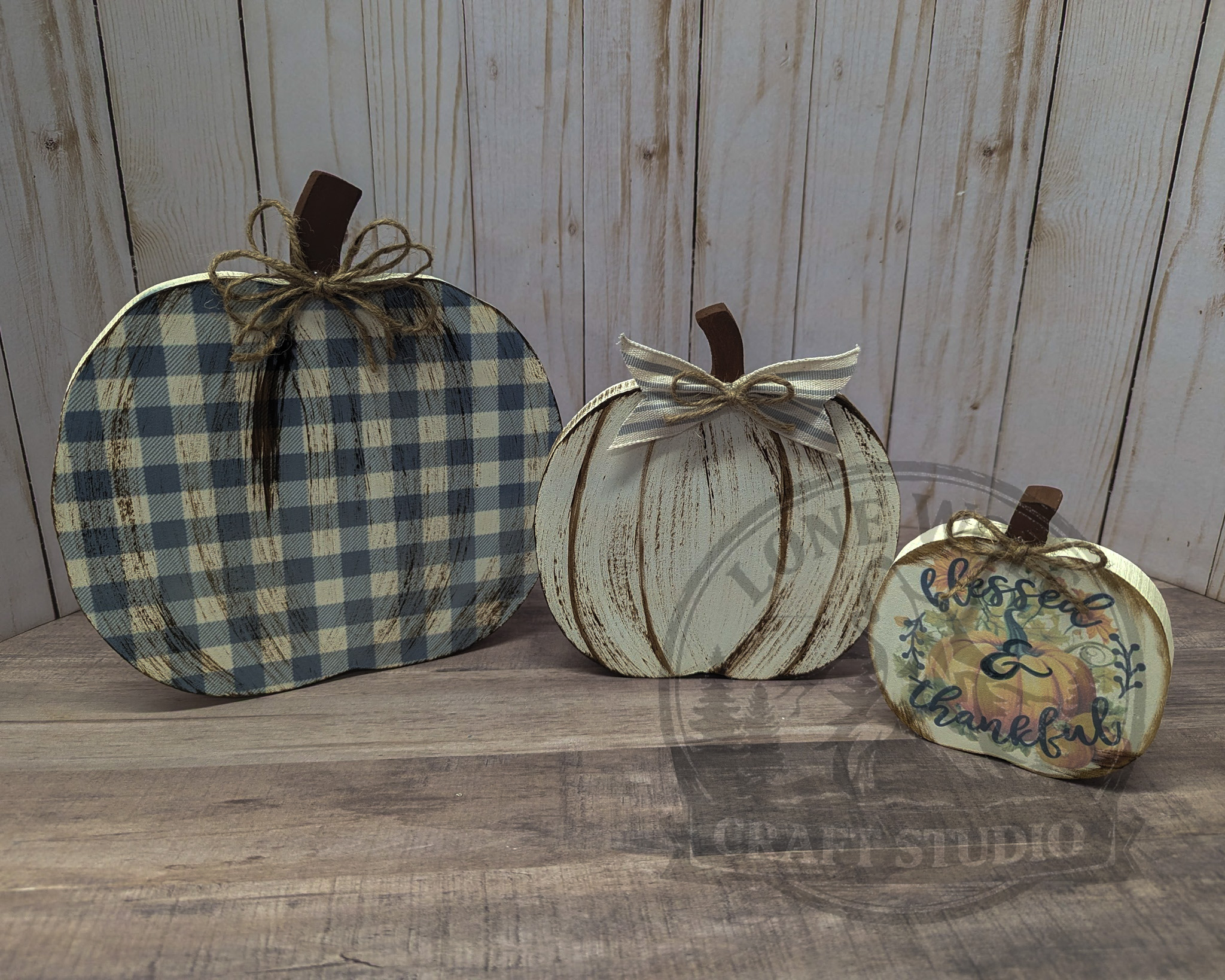 Plaid Pumpkin Shelf sitter