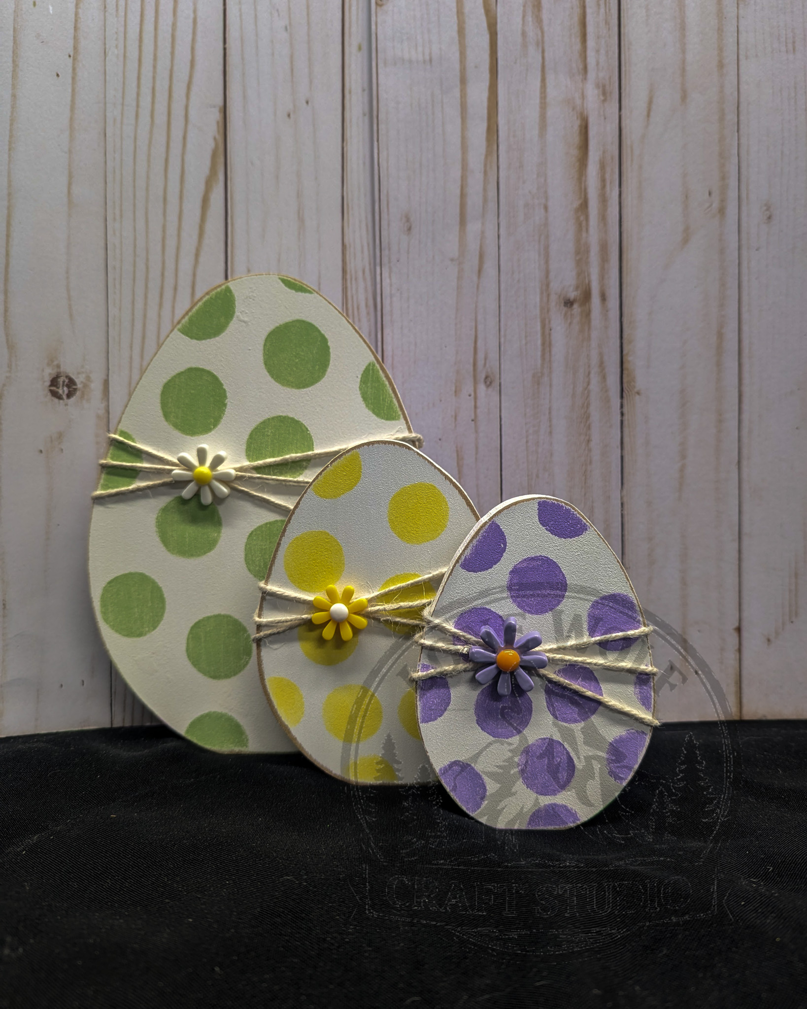 Pastel Dot Wood Egg Set