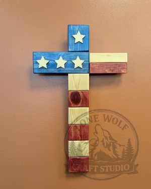 American Flag Wooden Cross