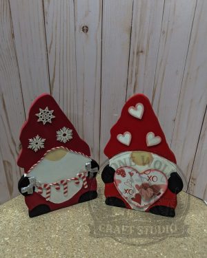 Festive Santa Gnome - Christmas Tabletop Decor Shelf Sitter Made of Wood. Leaning Gnome Tiered Tray rustic decor