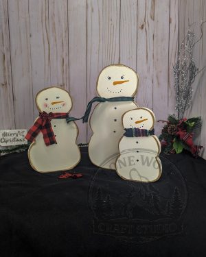 Handcrafted Wood Snowmen Family