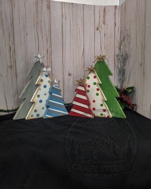 Wooden Christmas Trees Set | Handcrafted Festive Xmas Decor | Rustic Holiday Accents