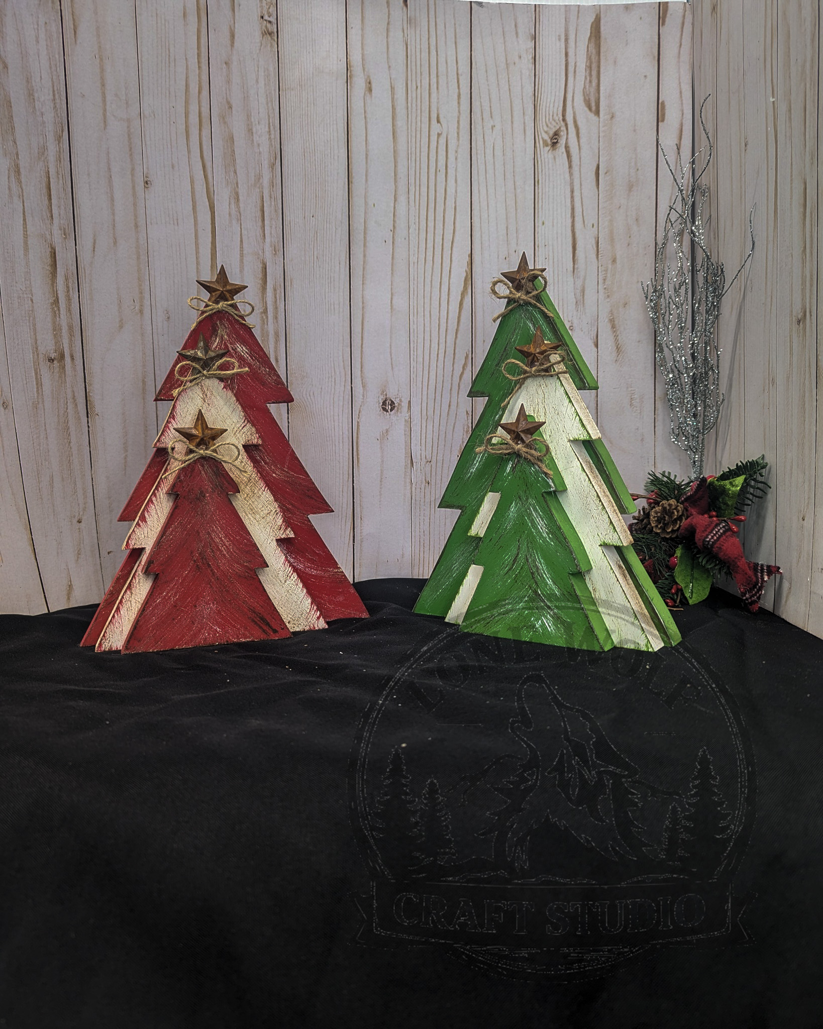 Wooden Christmas Trees Set