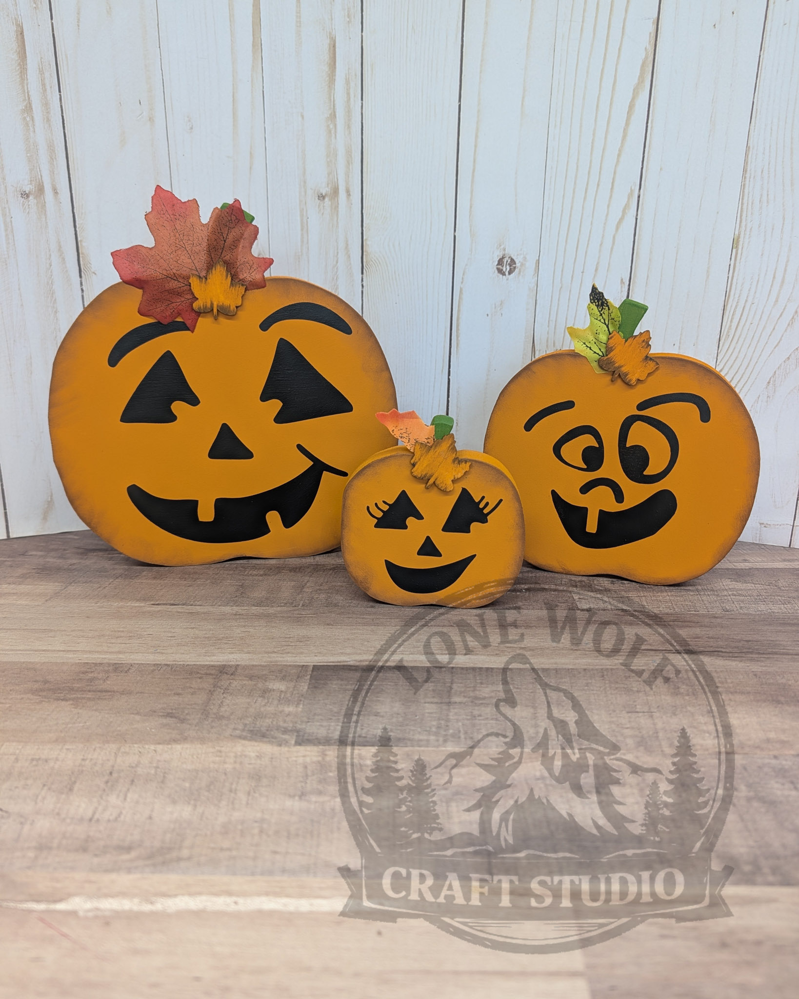Wooden Hand-Painted Jack-O-Lanterns Pumpkins - Image 9