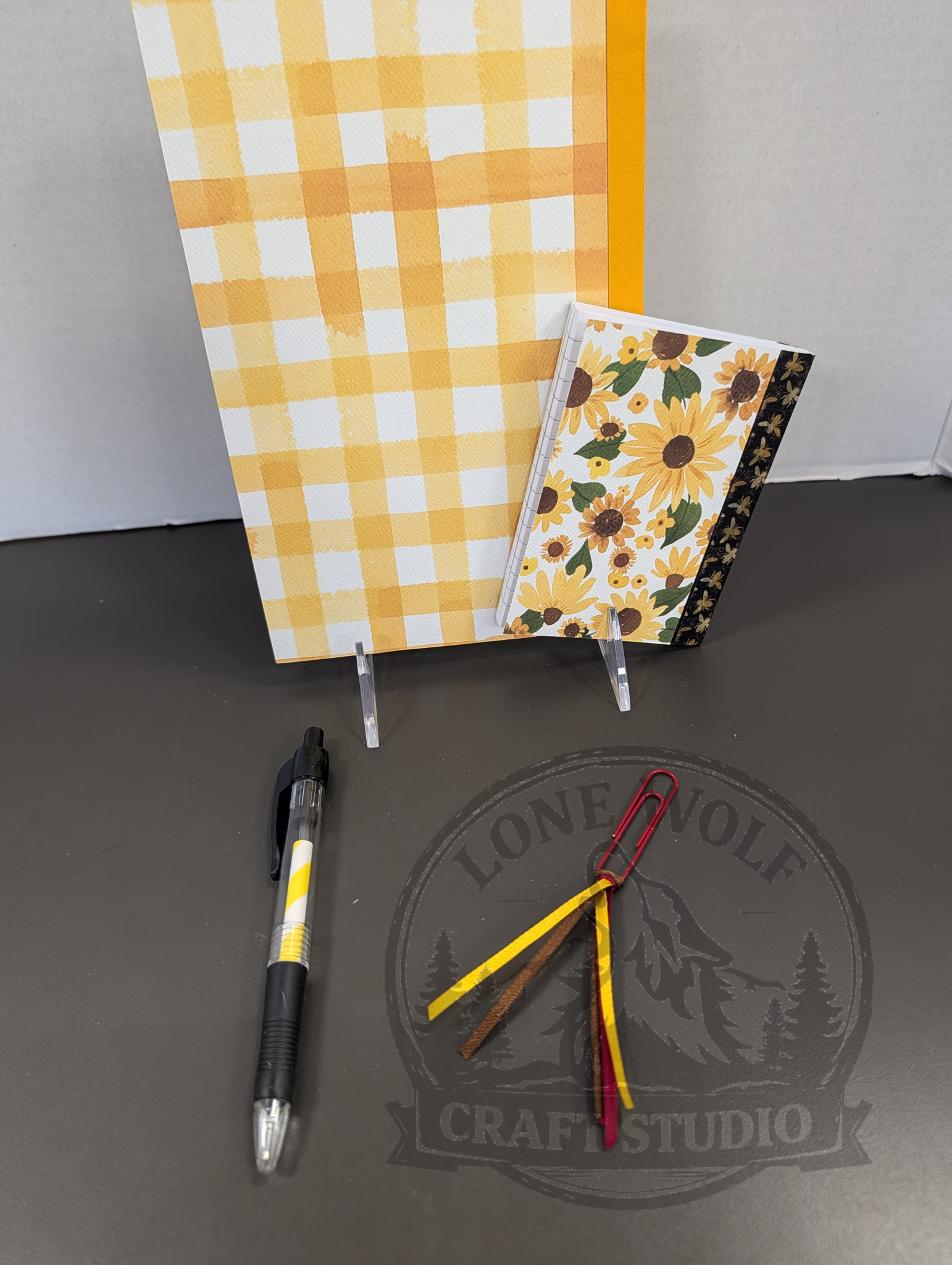 Handcrafted Mini & Standard Composition Notebook Gift Set with Custom Pen & Bookmark - Image 3
