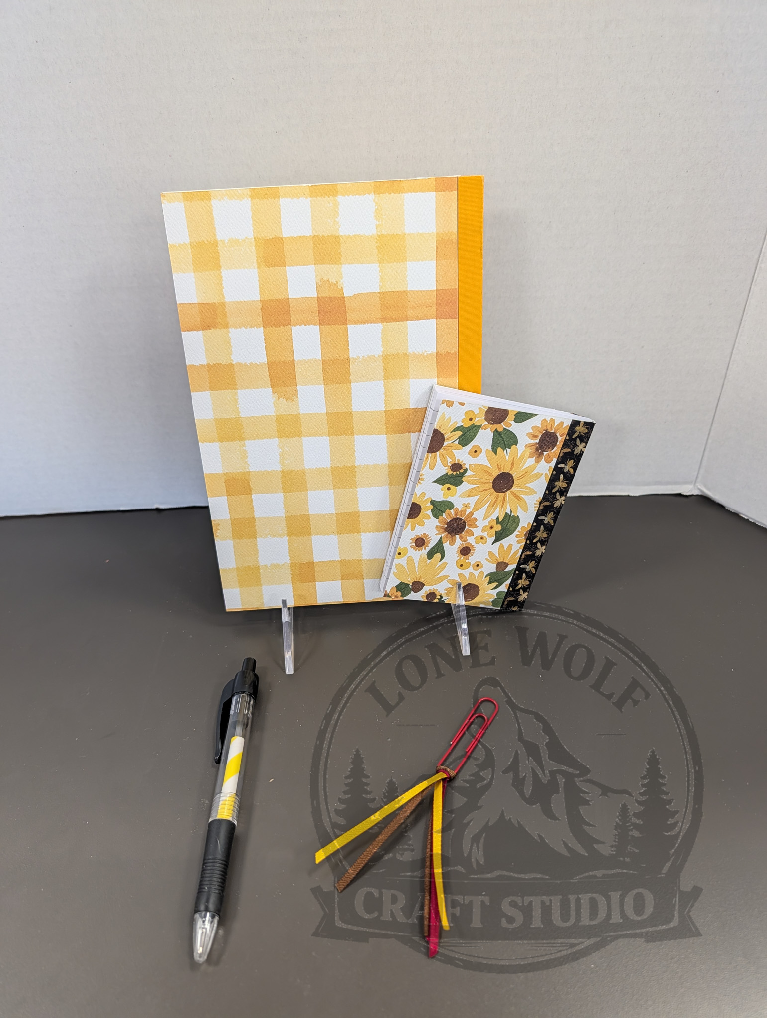 Handcrafted Mini & Standard Composition Notebook Gift Set with Custom Pen & Bookmark - Image 2